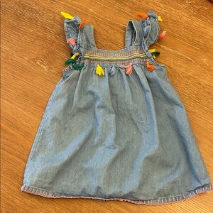 Mud Pie Denim Dress with Colorful Tassels